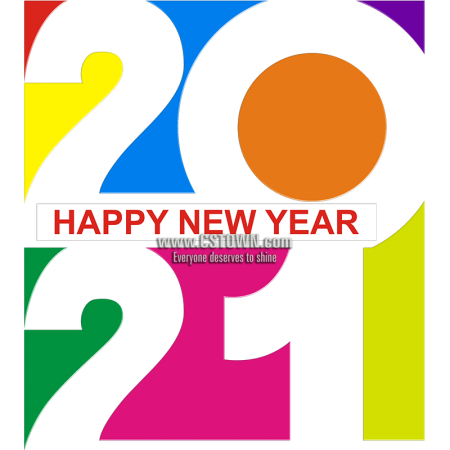 Colorful 2021 Happy New Year Printable PU Iron On Stickers